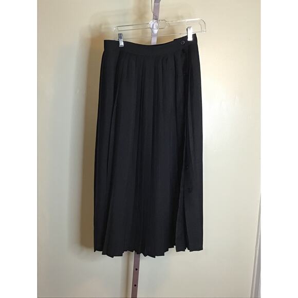 Vintage Women Pleated  Mid length Black Skirt Sz. 10 Portara By Bruestle EUC - Picture 3 of 9